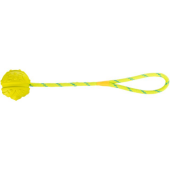 Плаваща кучешка играчка Trixie Ball on a rope, floatable гумена топка на въже в жълт цвят